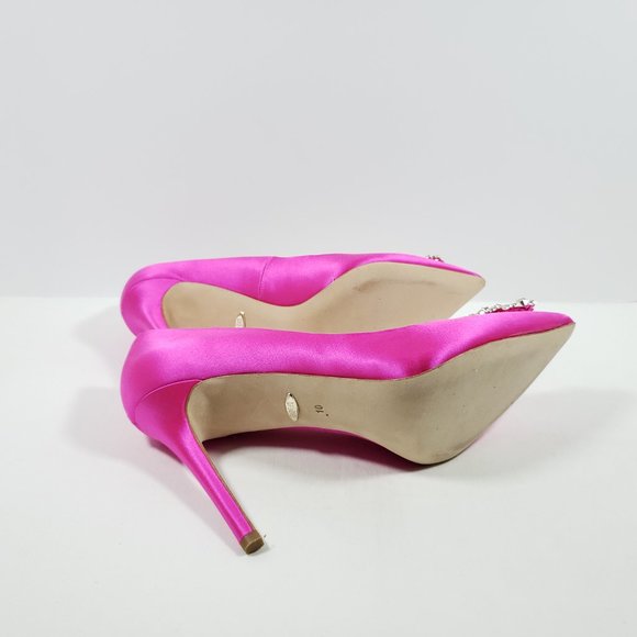 Badgley Mischka Carrie Crystal Suede Embellished Pump - Pink 10M - Picture 3 of 5